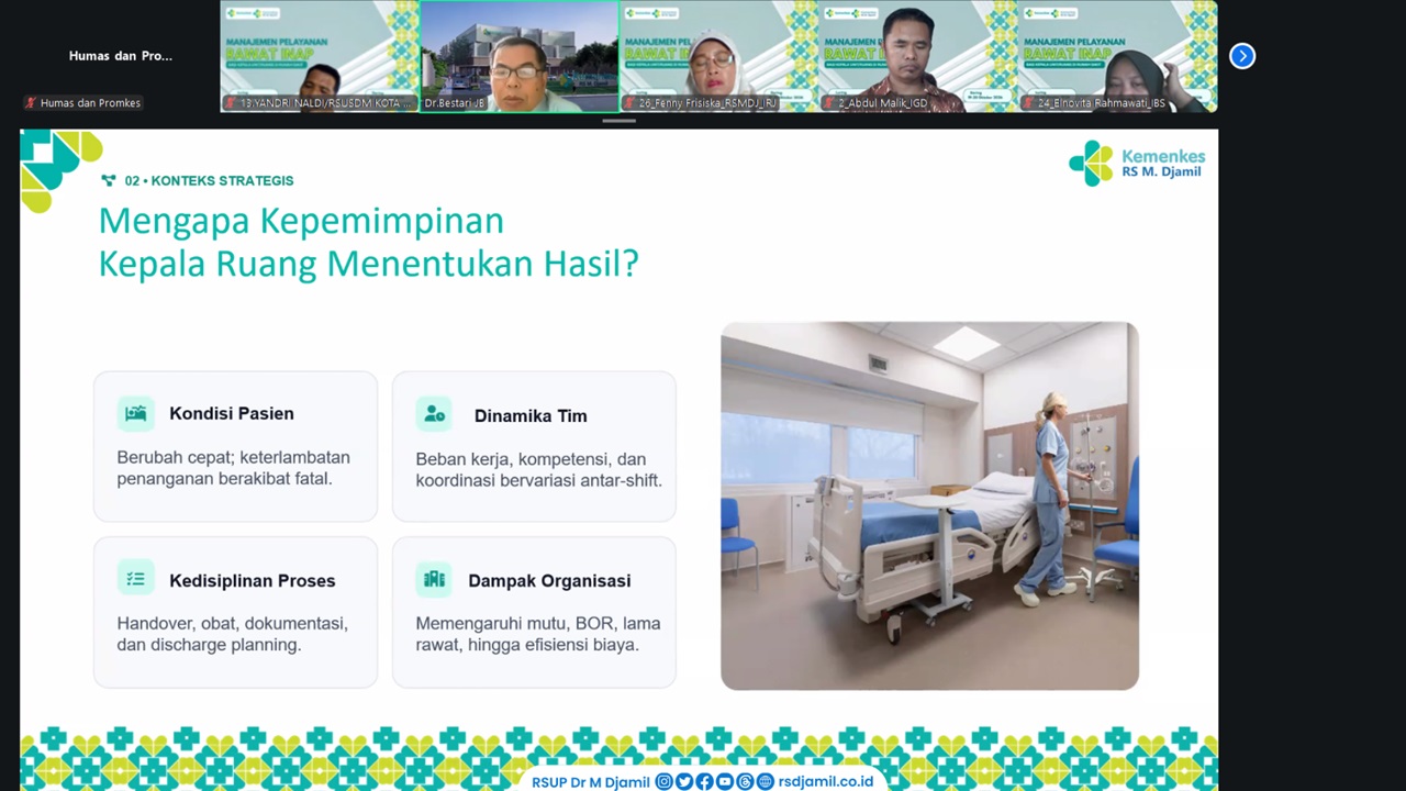 RS M Djamil Tekankan Peran Kepala Ruang dalam Menjaga Keselamatan Pasien