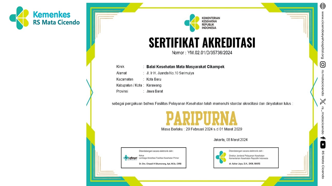 UPF BKMM Cikampek Telah  Lulus Akreditas